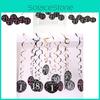 Vibrant Black And Rose Pink Spiral Hanging Decorations For 21st Birthday Parties