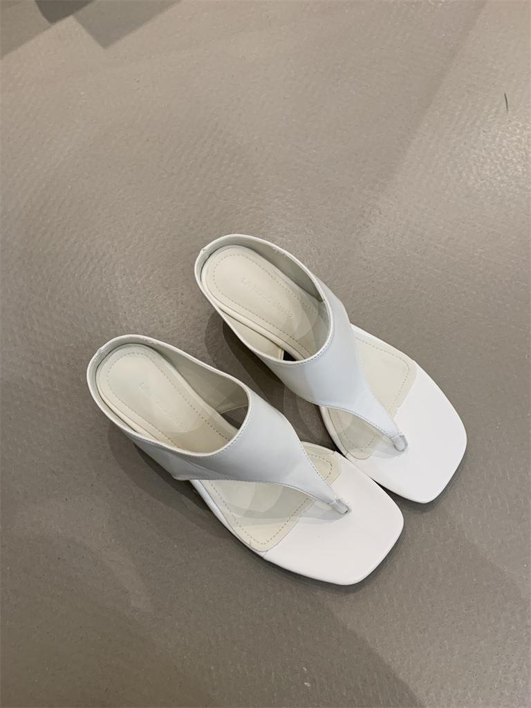 2025 Summer New Style Mid Heels Sandals Women's Flip Flops Comfortable Slimming High Heels Slip-On Shoes Korean Style Slippers