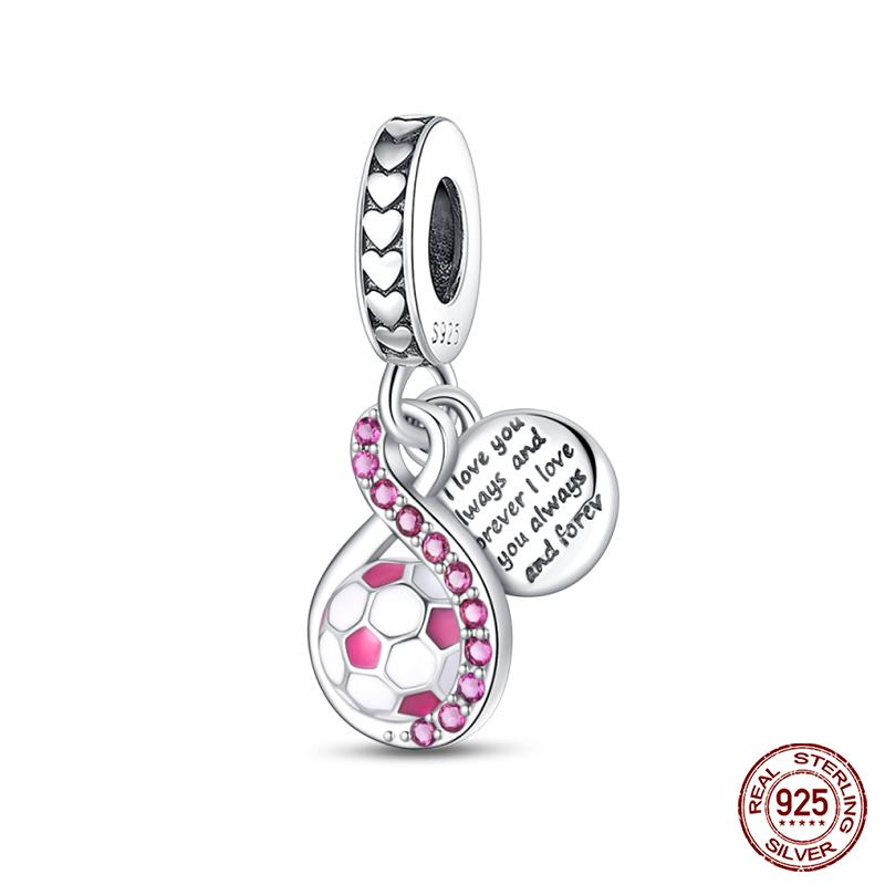 100% Copper I Love Soccer Series Lucky Football Trophy Charms Beads Fit Qikaola Original Bracelets Fine Diy Jewelry