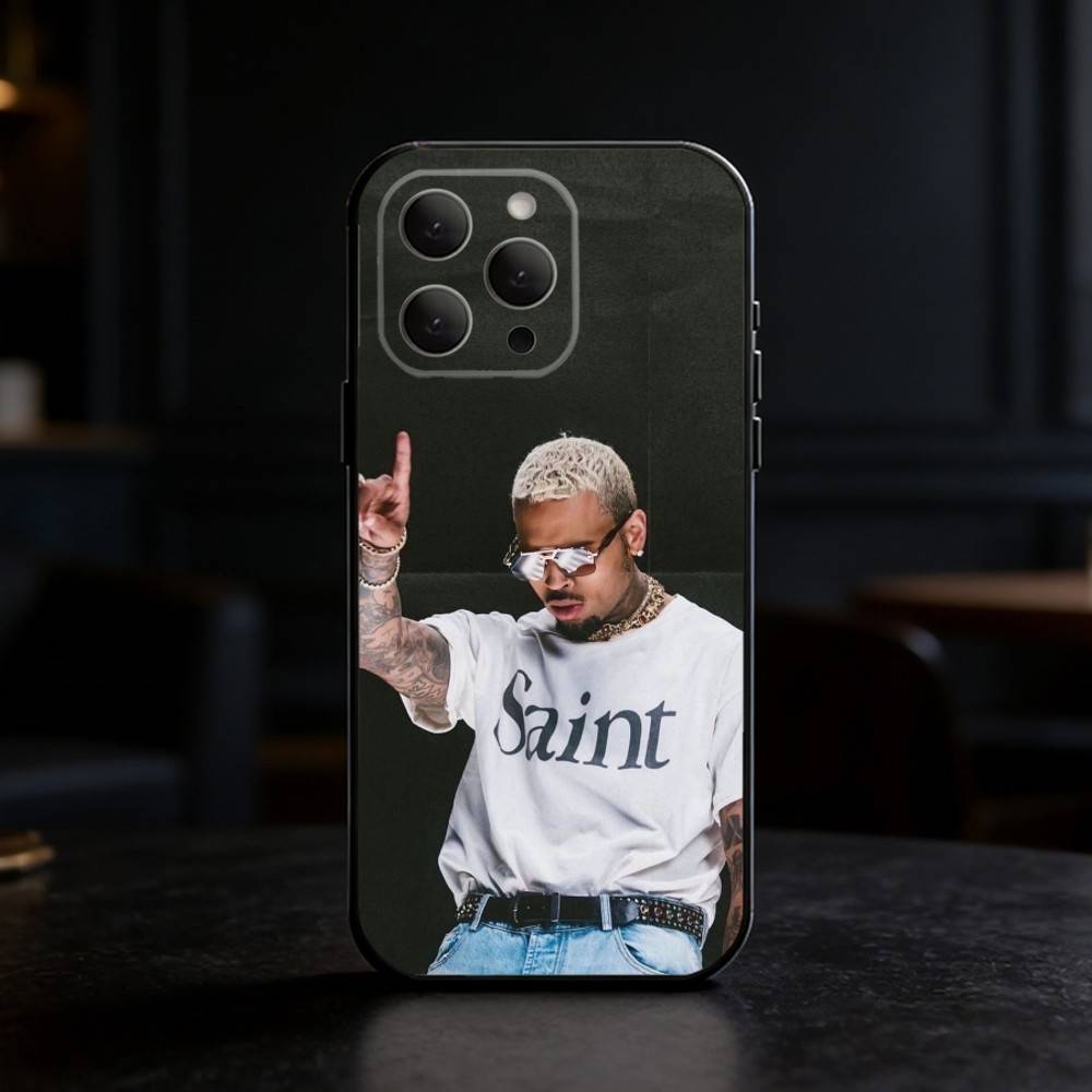 C-Chris Brown A-Amerikanischer Rapper Handyhülle Für iPhone 17,16,15,14,13,12,11 Plus,Pro Max,SE4Weiche Silikon Schwarze Hülle