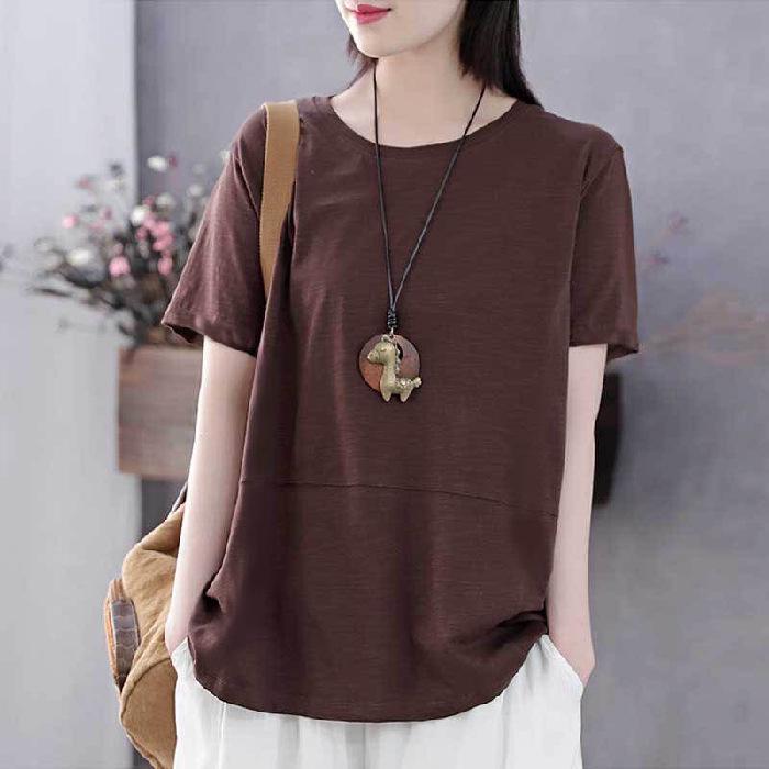 Korean-Style Short Sleeve Women's T-Shirt - Loose, Slimming, Versatile, Plus Size, Casual Base Layer for Spring/Summer