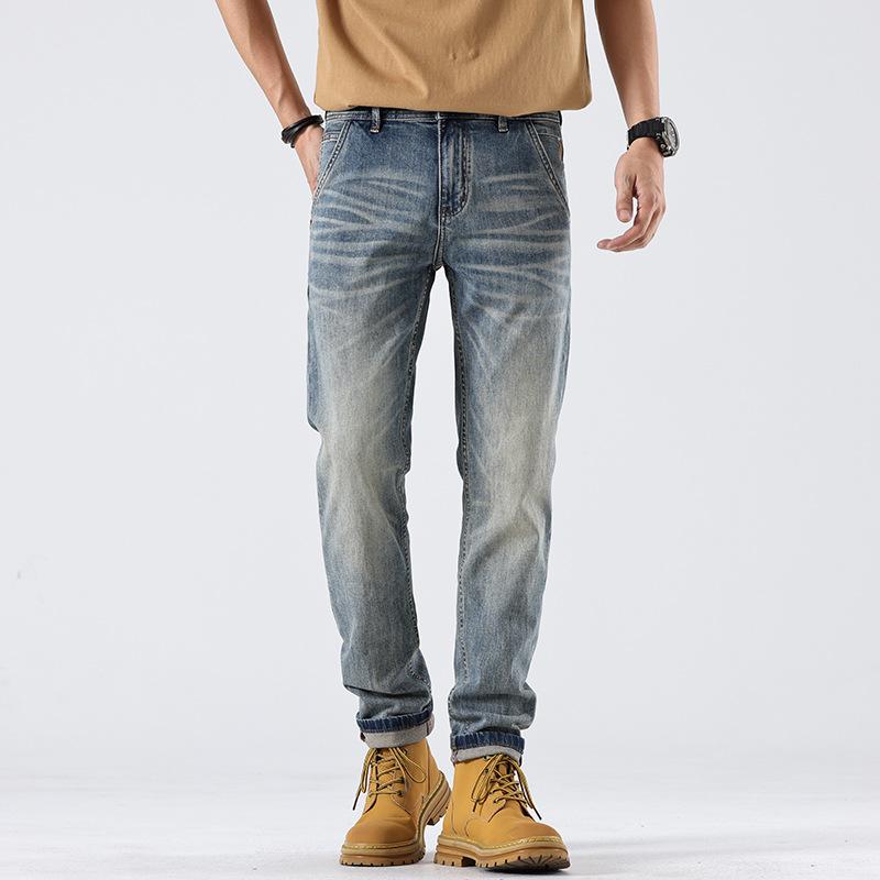 

Новые простые и универсальные джинсы прямого кроя скинни с высокой посадкой 38 синий