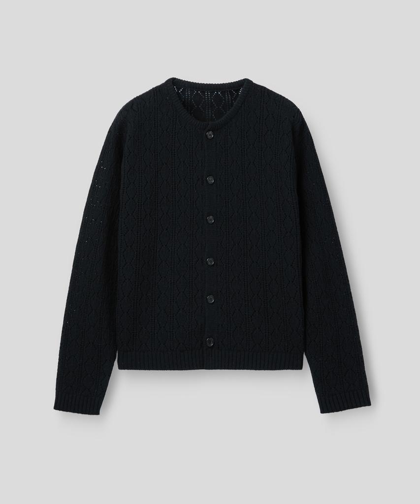 MMIC Cashmere Crochet Cardigan (Black)