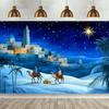 1Pcs Christmas Nativity Scene Camel Castle River Decoration Background Religious Backdrop Decorations For Photo Studio Booth Party