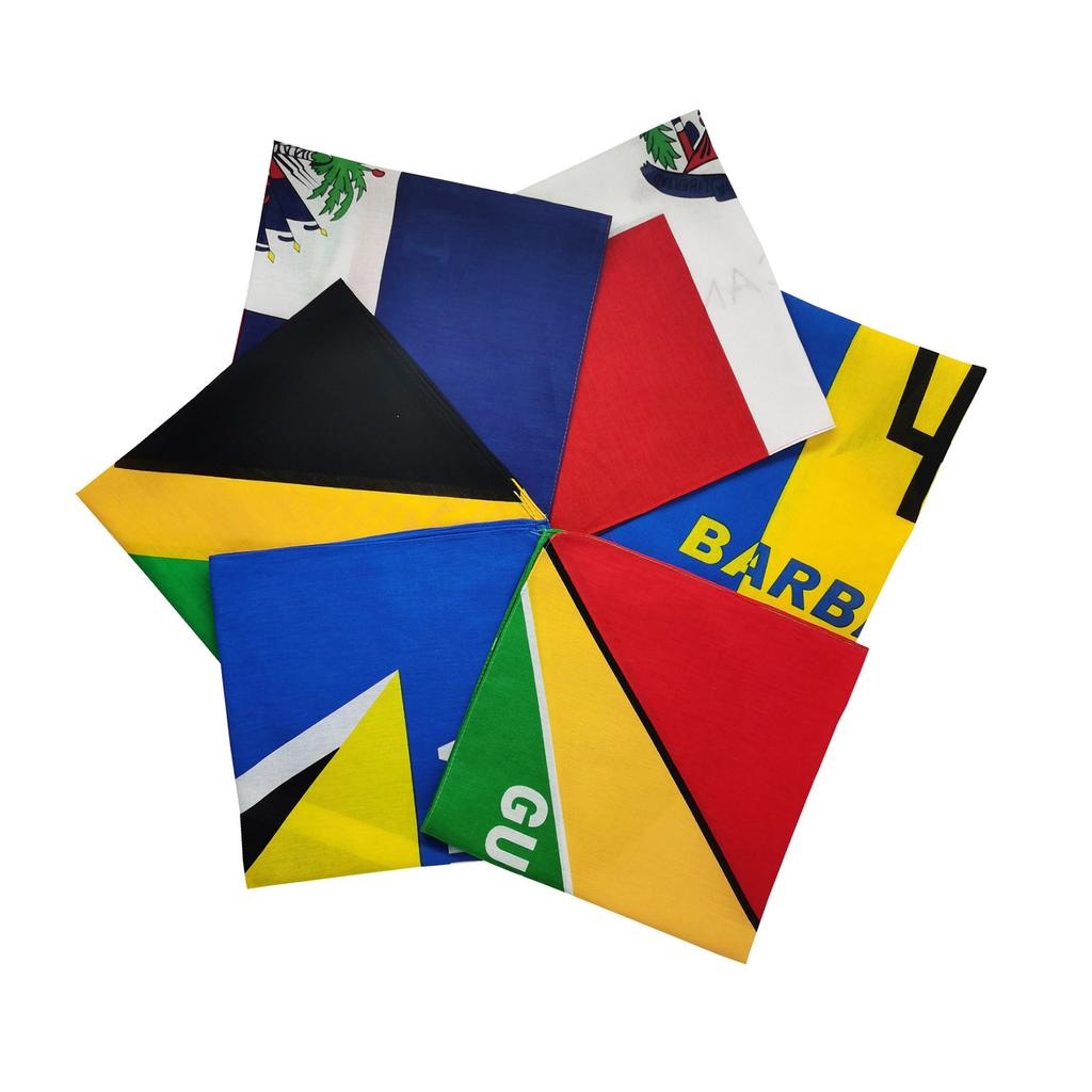 55x55cm Flag Print Bandana Music Festivals Hair Kerchief Multi Purpose Head Wrap Square Turban for Girls Photo Props