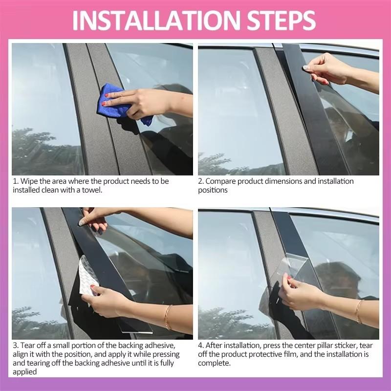6pcs Car Window Trim Cover Column Pillar Posts Door Sticker Decal Accessories for Mercedes-Benz GLA X156 200 250 180 2014-