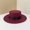 Top Hat British Black Flat Top Hat Hepburn Gentleman Jazz Hat Flat Brim Woolen Wide Brim Men'S And Women'S Hats