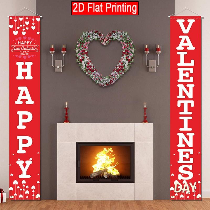 Valentine's Day LOVE Porch Banner - Rose XOXO Romantic Design - Roses - Porch Hanging Door Decor (2793)