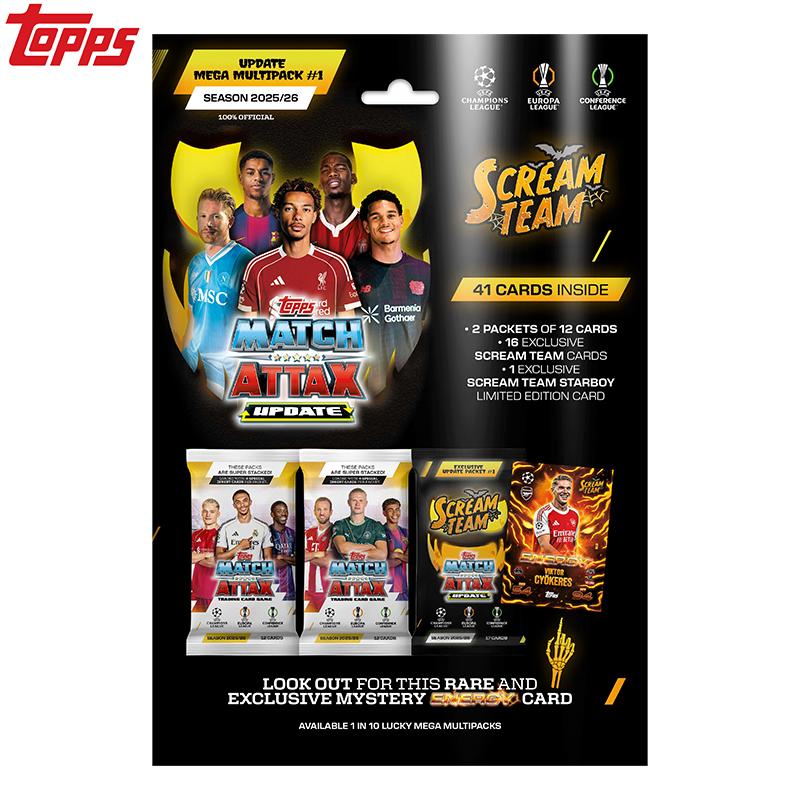 Topps Officiel 2025/26 Mise à Jour Jumbo Multipack Série Scream Team Collection Premier League Match Attax Carte de Jeu Collectionneur Cadeau