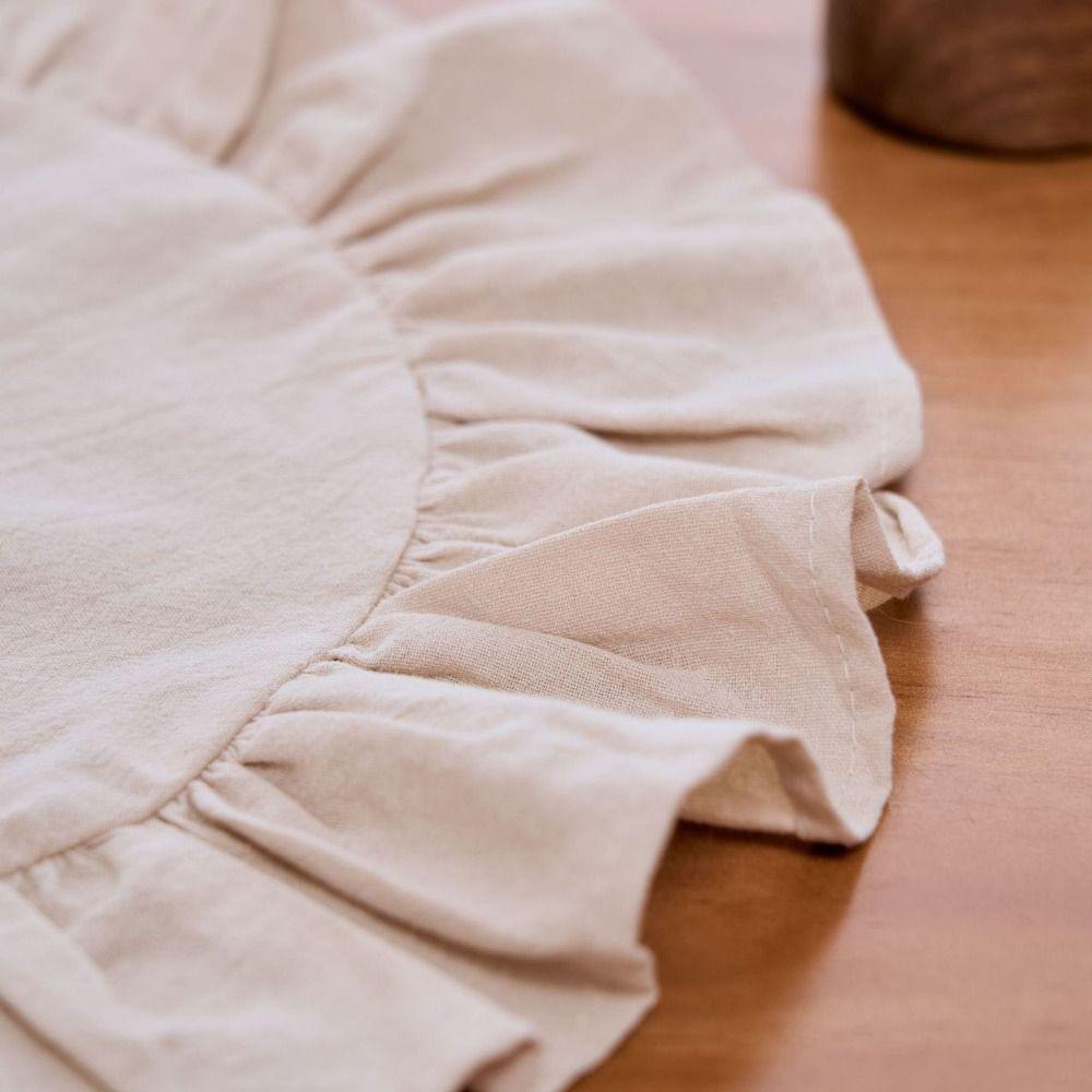 Cotton Ruffled Placemats Solid Color Afternoon Tea Placemat  for Wedding Decoration Table Decor
