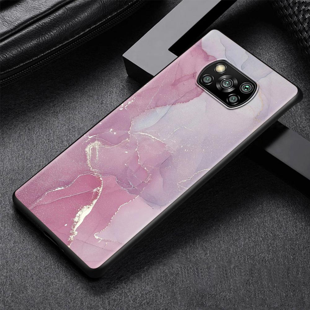 Granite Marble Luxury Case for Xiaomi Poco X3 NFC M3 M4 Pocophone F1 F3 Redmi Note 9s 9 8 10 Pro Black Soft Phone Cover Coque