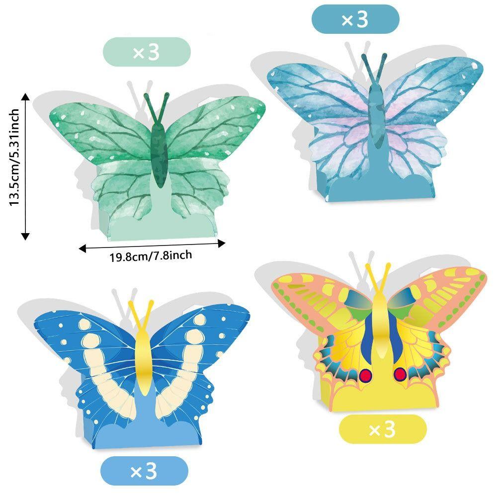 12PCS Multicolor Butterfly Flower Basket Paper Tabletop Ornament Party Supplies
