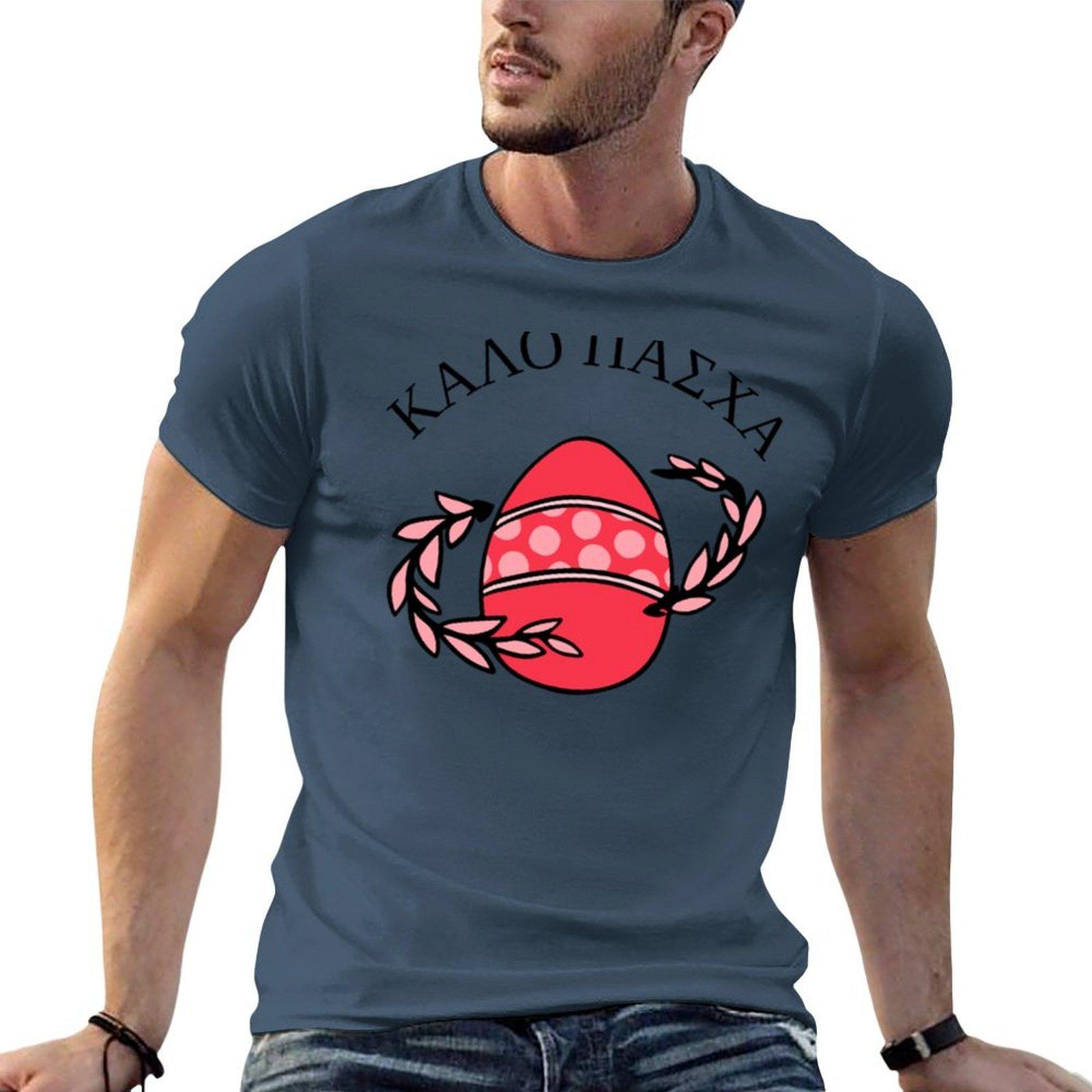 Greek Happy Easter Long Tshirt Casual All Match Short Sleeve Tshirt S