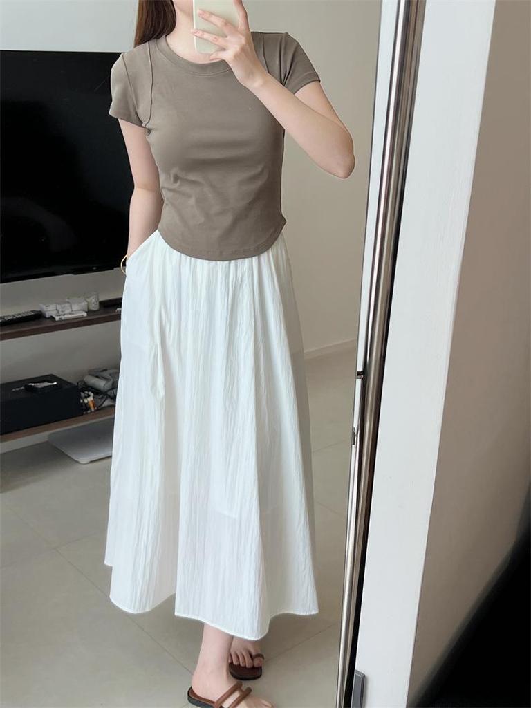 2024 Women's Slim Fit Peach T Short-Sleeve Elastic T-Shirt – Slimming Summer Base Layer Top