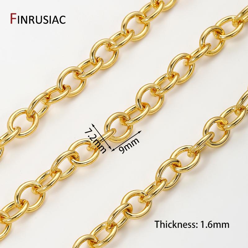 

18K Gold Plated Brass O-Ring Chain Round Cross Circle Link Chain for DIY Jewelry Necklace Bracelet Making Accessories 1 meter