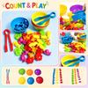 Educational Counting Toy Set for Kids Montessori Sorting Game with Soft Plastic Animal Figures Bowls and Tongs for Early Math Learning