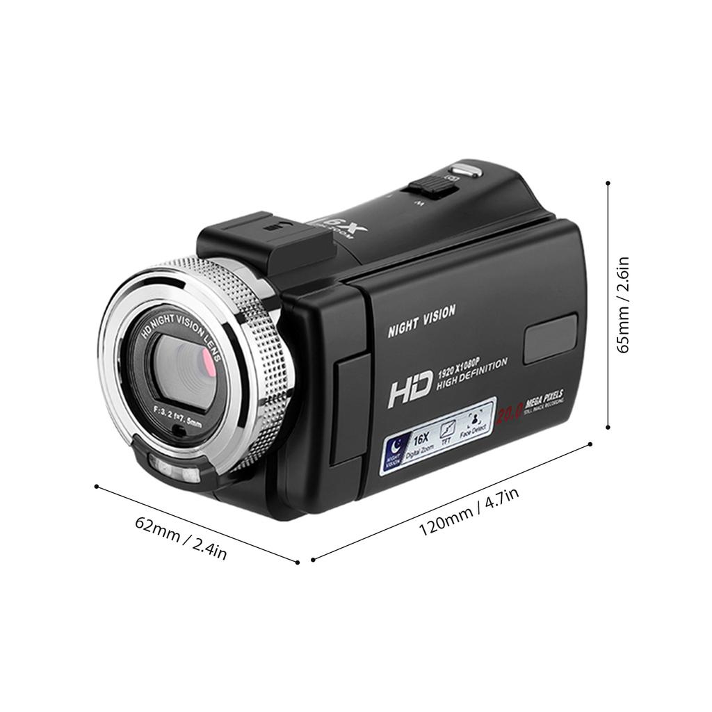 1080P Full HD 16X Digital Zoom Recording Video Camera Portable Camcorder with 3.0 Inch Rotatable LCD Screen Remote