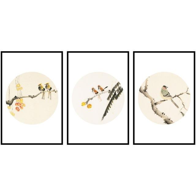 Chinesische Tuschmalerei Zwei glückliche Vögel stehen im Zweig Bild Leinwand Malerei für Wohnzimmer Home Wand Kunst Gang moderne Dekor