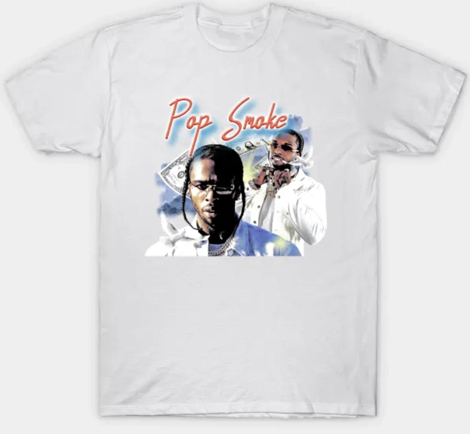 

Pop Smoke T shirt Adult S-3XL White Fan Art Hip Hop Rapper 2XL