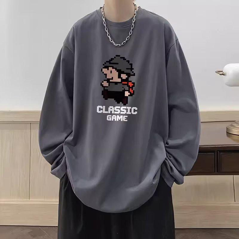 Sweat à capuche imprimé décontracté ample pour homme, haut à manches longues et col rond pour le printemps et l'automne