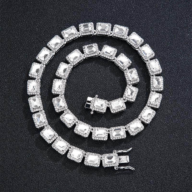 Luxury Hip Hop Square Zircon Cuban Chain Ice Candy Necklace for Men and Women