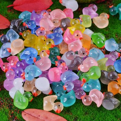 100pcs Mixed Random Color Adorable Handmade Luminous Mini Glowing Resin Duck for Decorating