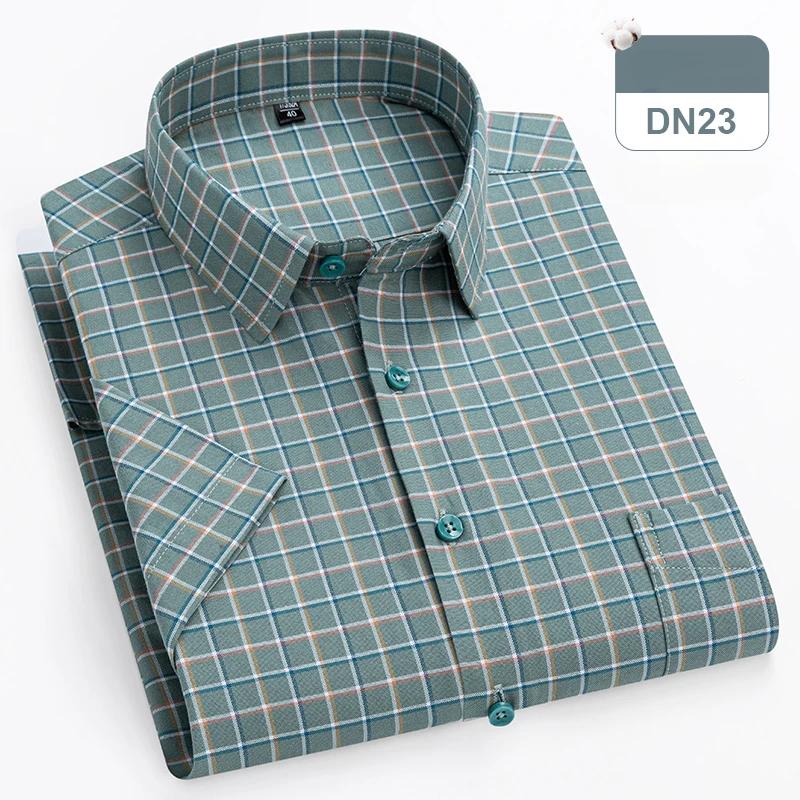 New in shirts oversize 14xl 100%cotton hight qulity summer short sleeve shirts for men slim fit formal plain shirt plaid clothes