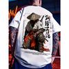 Summer Men's Japanese-style Ink-wash Samurai Pattern Casual Sports Street Style Trendy Short-sleeved T-shirt Soft Breathable
