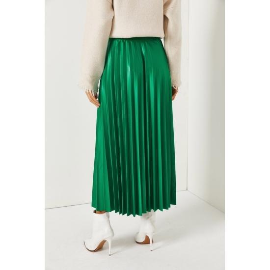 Jupe femme aspect cuir taille élastique plissée jupe cloche