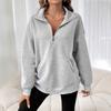 Women S Loose Fit Half Zip Long Sleeve Solid Color Casual Sweatshirt