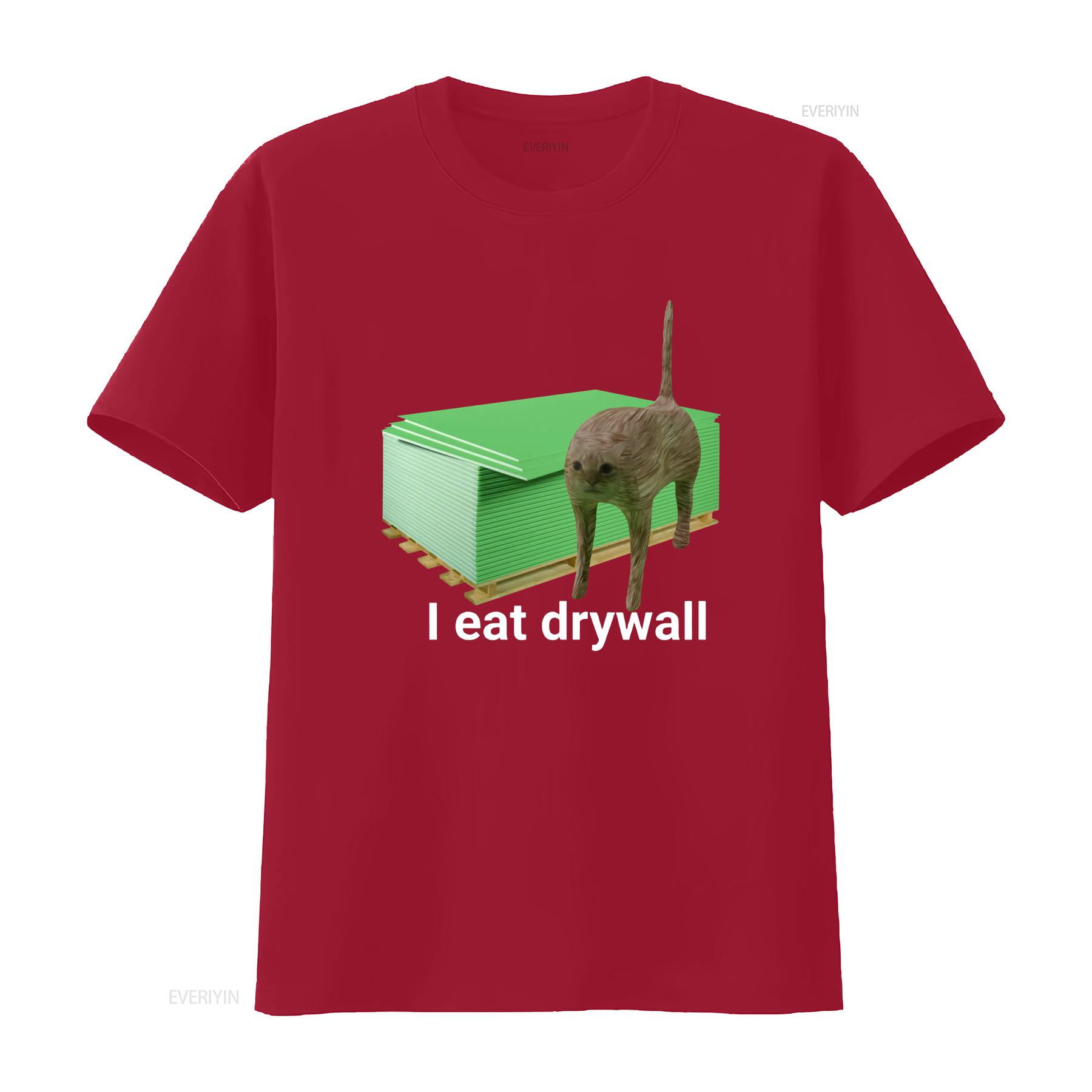 I eat drywall T shirt meme funny unisex heavy cotton tee graphic joke vintage Washed Stretched Versatile Comfortable Unisex S