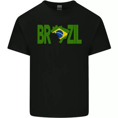 Brazil Football Brazilian Soccer Flag Mens Cotton T-Shirt Tee Top