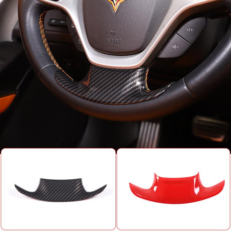 ABS Carbon Fiber/Red For Chevrolet Corvette C7 2014- Car Steering Wheel Cover Trim Sticker Interior Car Accessory