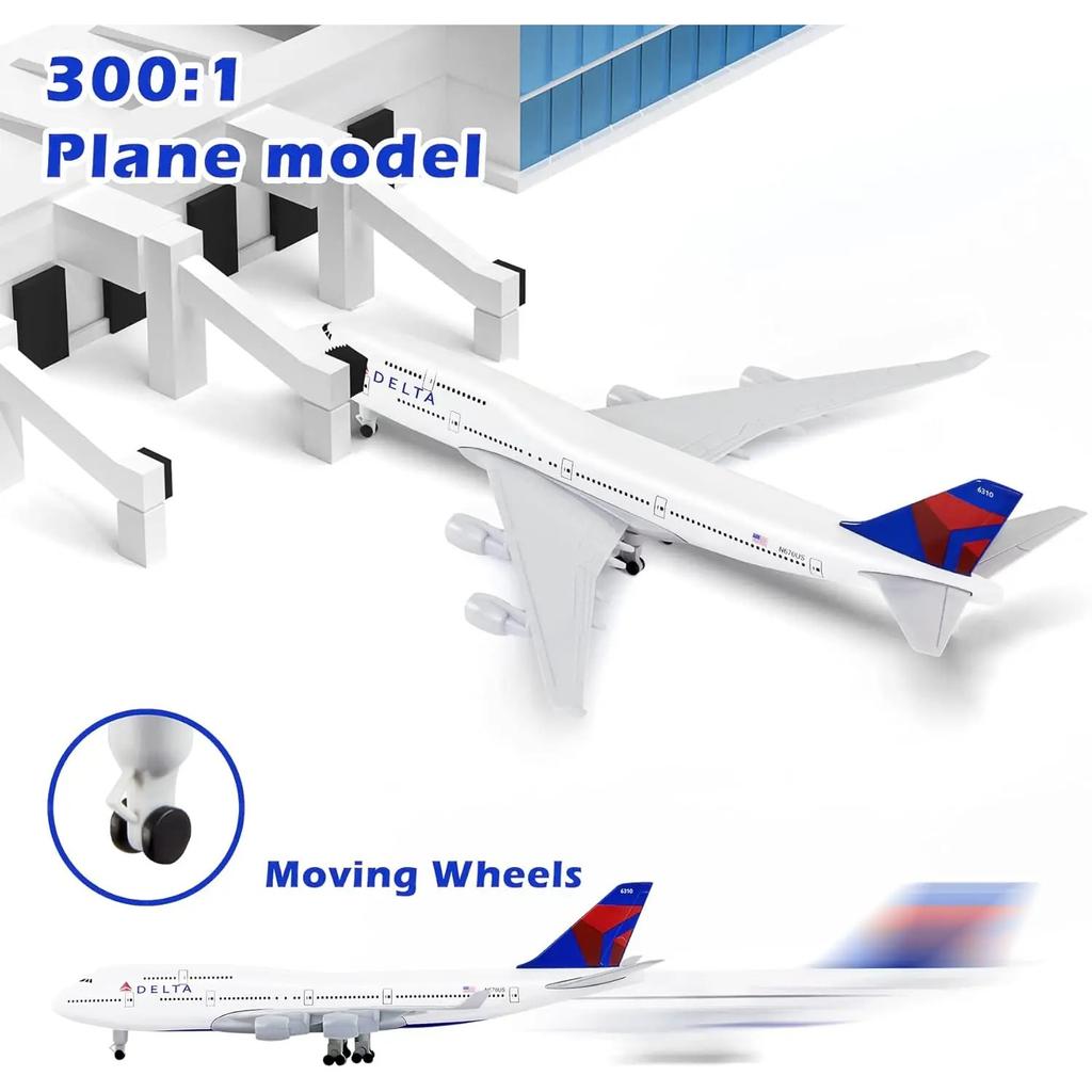 30cm American Delta Airplane Model Airplane B747 Model Plane for Adults Collection Office Desktop Decoration Birthday Gift