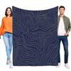 Navy Blue Topographic Map Blanket Soft Cozy Fleece Throw for Bed Sofa Couch Living Room Decor Lightweight Warm Unique Gift