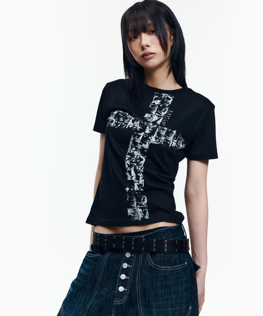 AAKAM Mosaic Cross Half Top (Black)