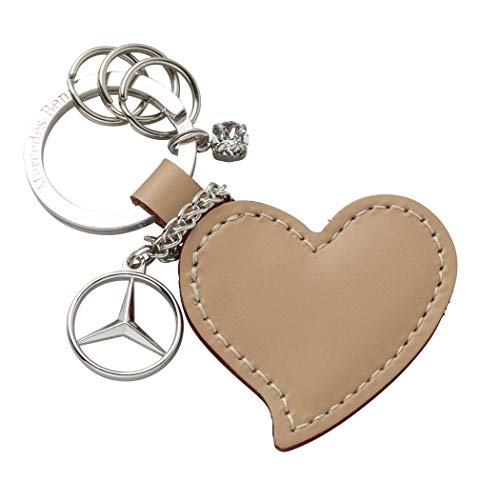 [Mercedes-Benz Collection] Genuine Heart Key Ring in Beige Smooth Leather