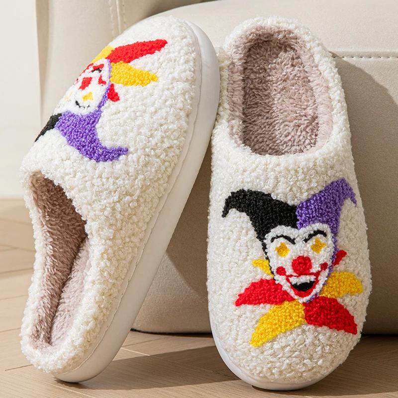 

Fashion Winter Warm House Slippers for Women 2025 Fashion Print Soft Plush Slippers Woman Comfort Soft Sole Non-Slip Cotton Padded Shoes 44-45 белый
