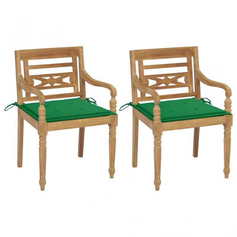 Day and Night - Day and Night Batavia Chairs 2 Units Solid Teak with Green Cushions