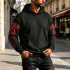 Men's Dark Print Lined Hoodie Loose Fit Pullover Streetwear Sweatshirt for Fall Winter