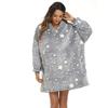 Women's Fashion Five-point Stars Glowing Robe Casual Hooded Short Flannel Loungewear