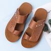 Herren Braune Flache Hausschuhe Sommer Weiß Breite Zehenpartie Römische Sandalen Retro Schwarze Leder Strandschuhe Große Größen