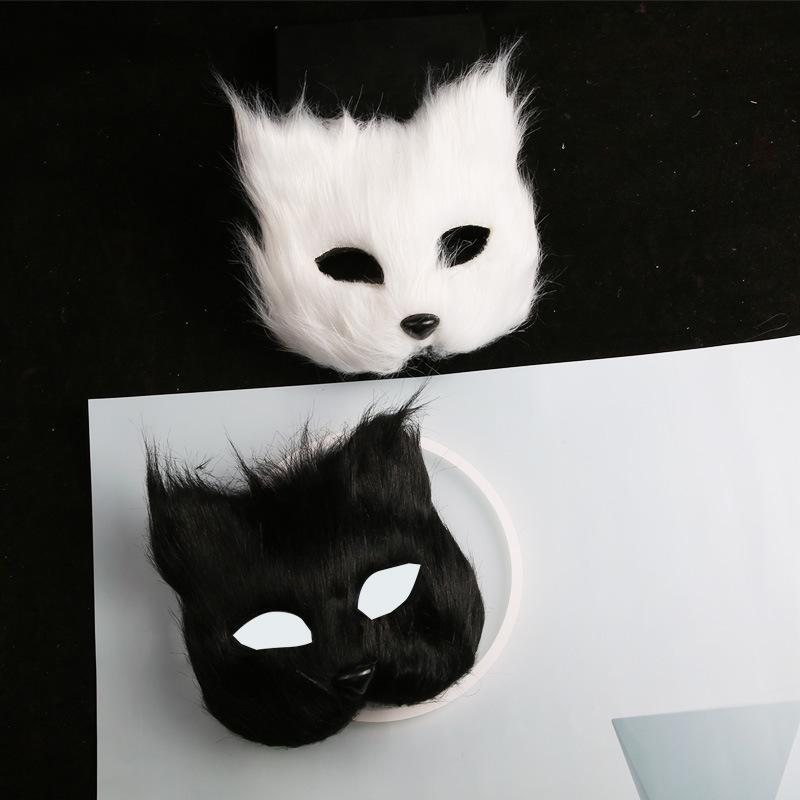 New Fox Long Hair Half Face Mask Halloween Makeup Ball Party Prop Liaozhai Little Fox Fairy Mask