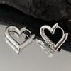 925  Silver Heart LOVE Wedding Hoop Earrings for Women Engagement Luxury Jewelry Accessories Gifts