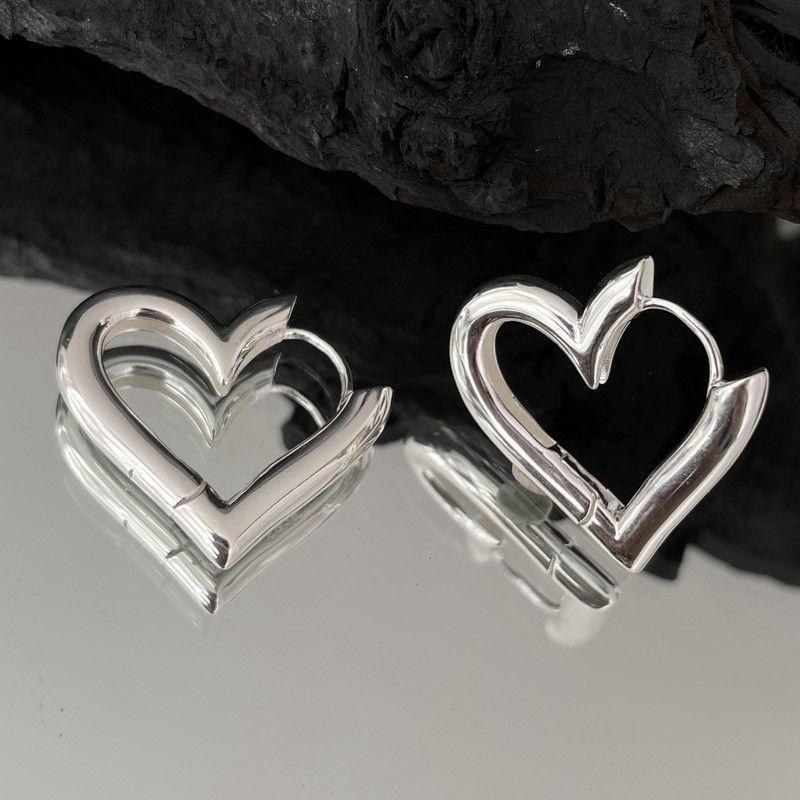 925  Silver Heart LOVE Wedding Hoop Earrings for Women Engagement Luxury Jewelry Accessories Gifts