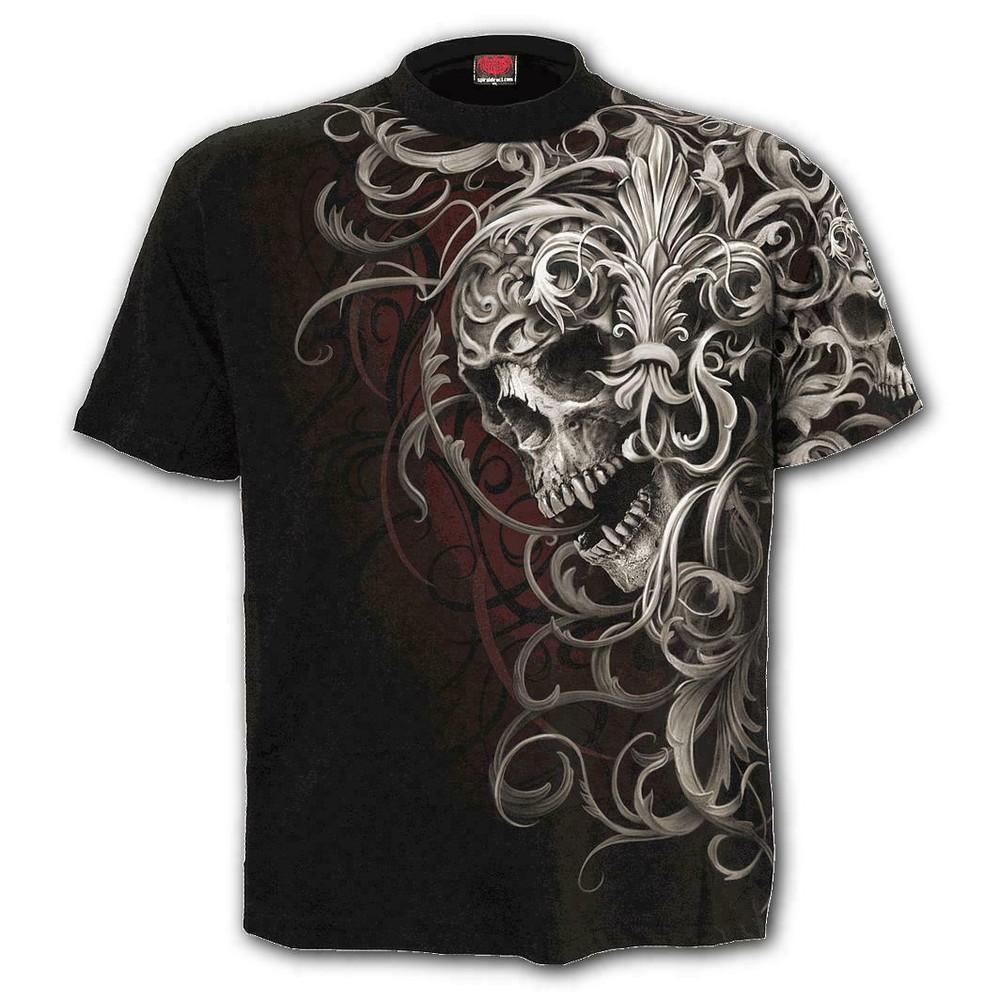 Spiral Direct Skull Shoulder Wrap Everywhere TShirt Soul Feather Black Unisex T-Shirt XXXL