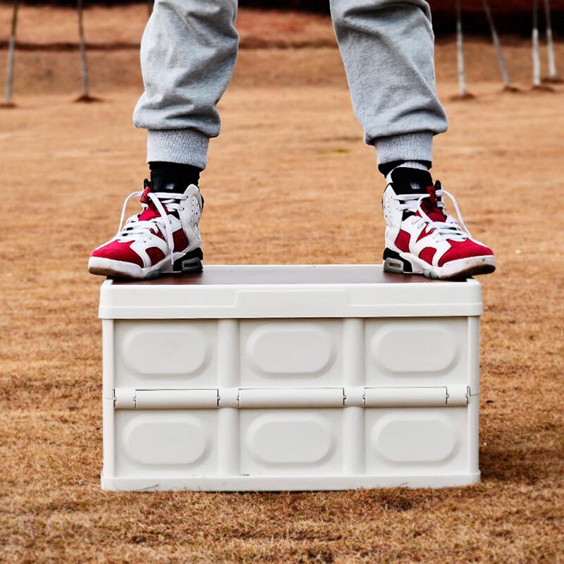 Foldable Camping Storage Box with Wood Lid