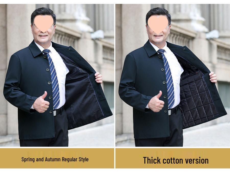 Herren Leichte Freizeitjacke - Frühling/Herbst Stil, Umlegekragen, Knopfverschluss, Lockere Passform für Mittelalte und Ältere.