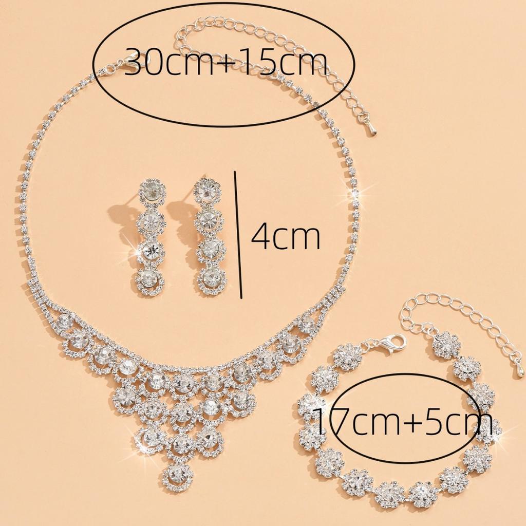Popular Suit Necklace Earrings Femininity Rhinestone Clavicle Chain Bridal Jewelry Wedding Accessories Korean Fresh