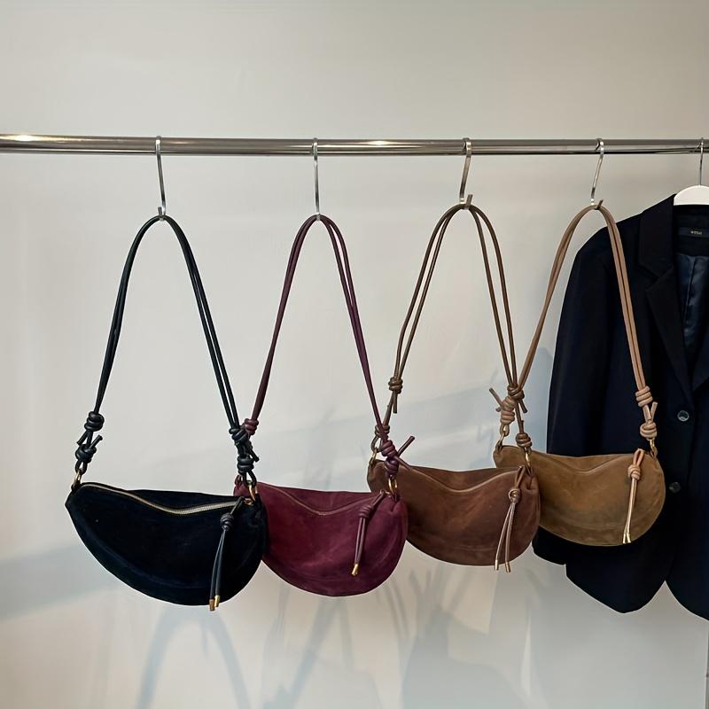 Women'S Retro Underarm Dinner Satchel Plush Frosted Casual Crossbody Bag Creative Shoulder Dumpling Bag Adjustable Shoulder Strap Waterproof Handbag